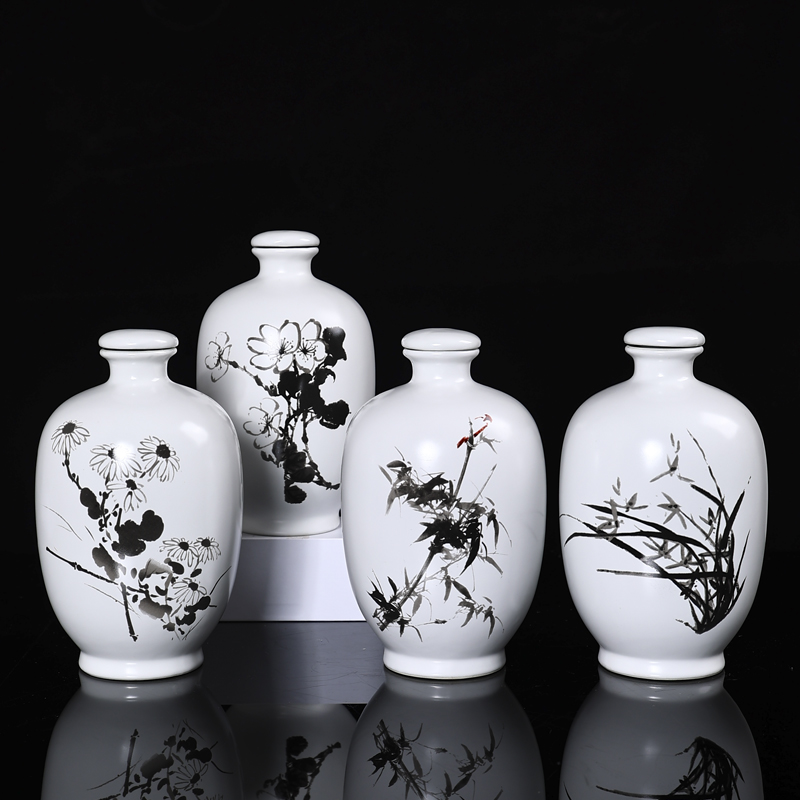 酒瓶陶瓷空酒坛子仿古中式风2斤装梅兰竹菊景德镇瓷器存白酒器具