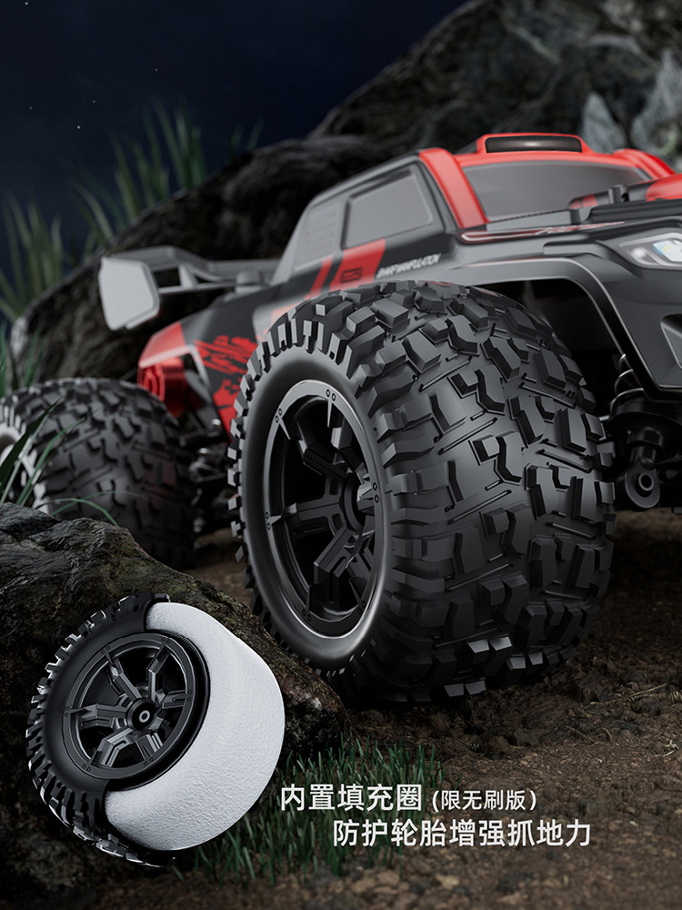 전문 브러시리스 RC 원격 제어 자동차 4륜 구동 오프로드 등산 장난감 자동차 경주 고속 큰 발 드리프트 소년 금속
