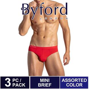 3条装百富Byford男士冰丝三角内裤纯色性感时尚设计U凸健身提臀