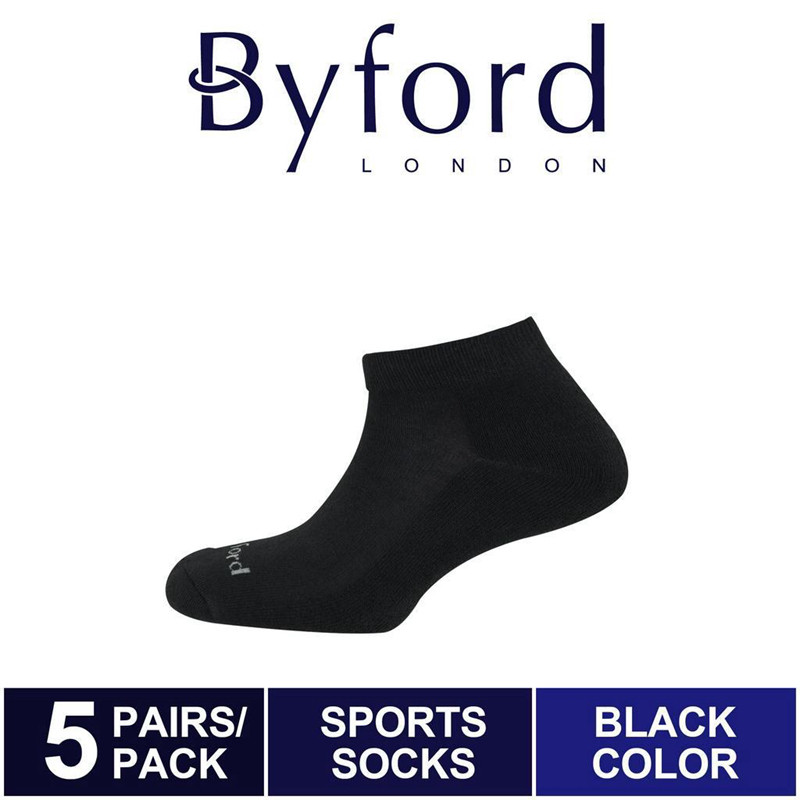 5双装百富Byford男士中帮运动袜船袜纯色柔软舒适袜子低帮浅口袜