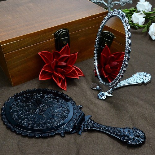 进口复古手持多用梳妆公主镜