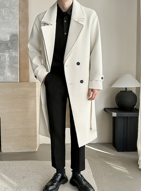 模特图~2025秋季假两件韩版过膝长款风衣外套 K699/P128