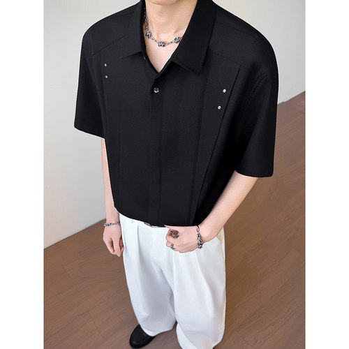 模特图~2026夏季冰丝休闲中袖衬衫 Q1213/P50