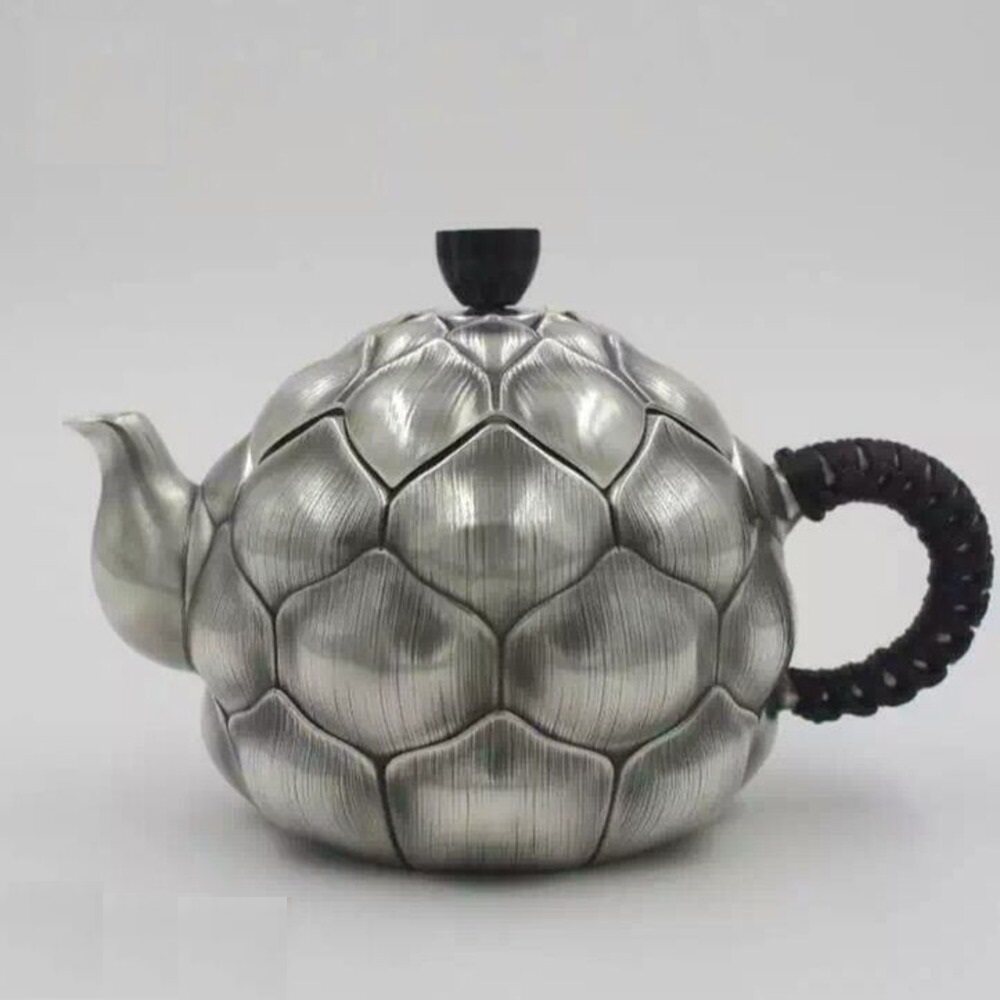 纯银泡茶壶足银999心生莲花休闲日式小茶壸银壶家用功夫茶具礼品