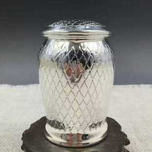 纯银茶叶罐足银999纯手工储茶罐茶叶桶保鲜茶桶家办公室茶具礼品