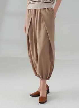 浅秋莱赛尔凉感纯色梭织灯笼裤春季新品休闲裤4A21701