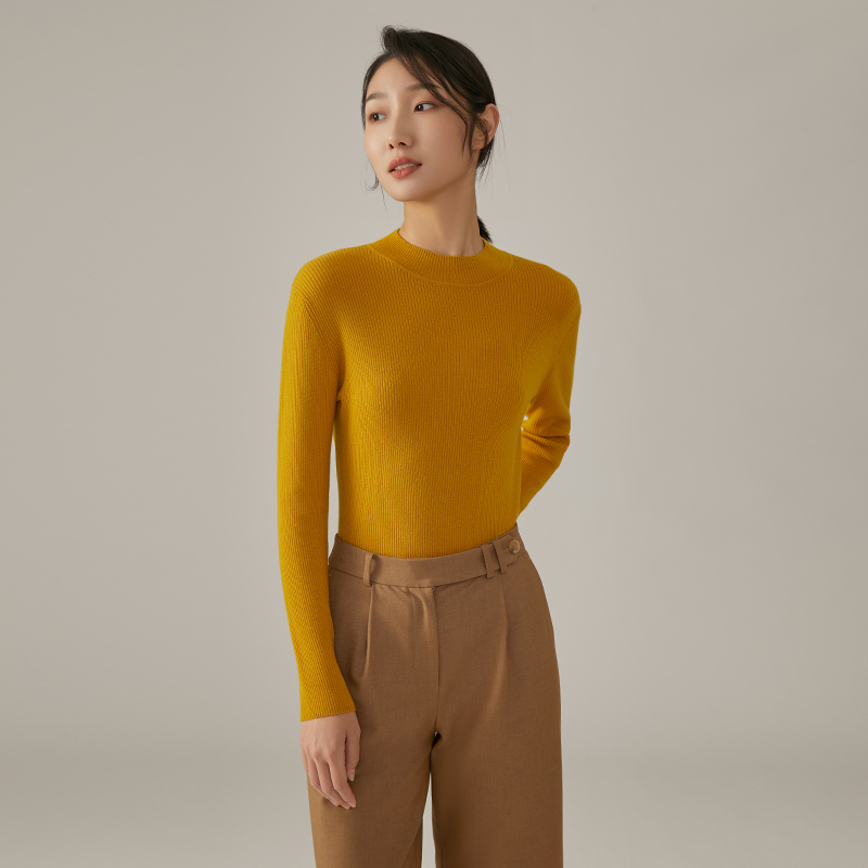 浅秋羊毛半高圆领套头基础百搭