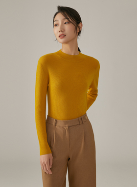 【经典】浅秋百搭半高领针织衫羊毛修身打底衫秋季新款Q051B326