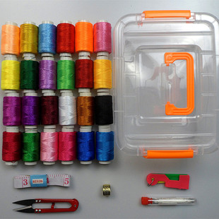 绣花线丝光冰丝线十字绣线收纳盒针线盒套装包装盒针线剪刀尺子盒