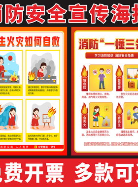 消防一懂三会安全标语消防四个能力建设挂图三提示消防宣传海报贴