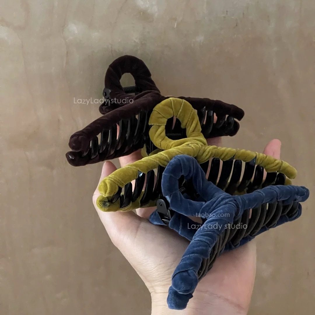 法式金属丝绒抓夹女高级感马尾鲨鱼夹头饰后脑勺发抓发夹复古夹子,饰品/流行首饰/时尚饰品新,发饰,淘宝优惠券,粉丝福利购,淘宝优惠卷