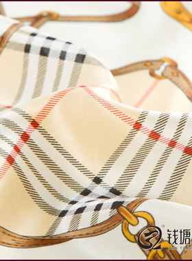 【钱塘印象】真丝小方巾 100%桑蚕丝素绉缎丝巾 马蹄皮条 Q81015