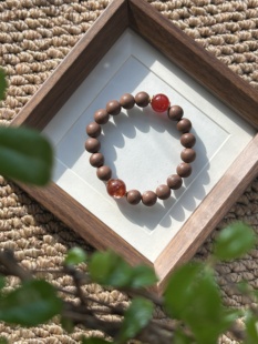 古法手工合香珠手串非遗药香中式天然养颜香墨红玫瑰南红珠拼胶花