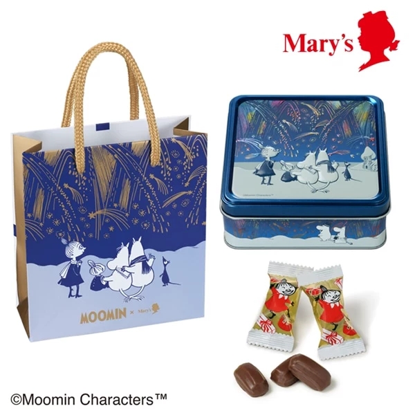 包邮花火圣诞节日本玛丽mary联名姆明moomin80周年巧克力饼干铁盒
