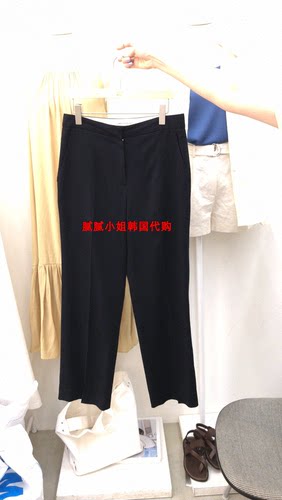 韩国 东大门 Legacy Bone新款 麻料 轻薄 微弹 气质直筒裤