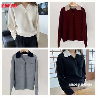 韩国Legacy Bone102802秋冬 80%羊毛 复古 翻领 毛衣