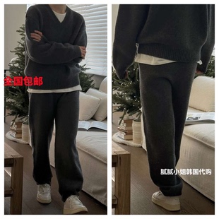 韩国Brunch112002 秋冬C*line风1oo羊毛亲肤一片式针织裤