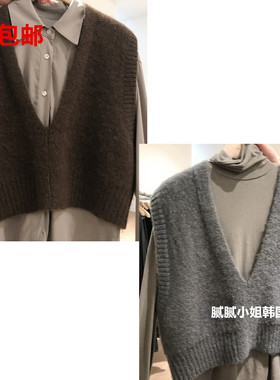 韩国 Jelome091510 秋冬 70羊毛 复古 V领 毛衣马夹