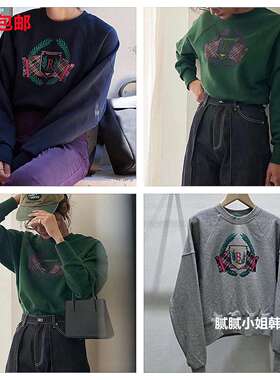 韩国 东大门 Sold Out082603 秋冬 复古 印花 短款 人气卫衣