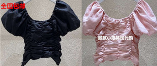 140 Avenue-P韩国东大门代购2026春夏女装新纯色短款掐褶拉链