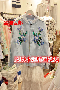 J CRANE 韩国东大门代购 刺绣花朵拉链夹克外套