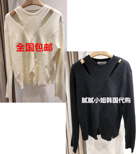 EARLGREY PEOPLE-P韩国东大门代购冬季女装新开叉露肩针织衫