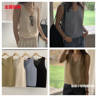 韩国 高品质Brunch033105夏款 10麻 50棉 V领 针织衫