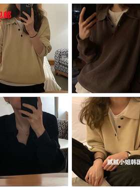 韩国 东大门Ounce 083106 秋冬 复古 棉 翻领 毛衣