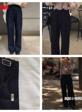 韩国 设计师Carol110609 秋冬 1oo%棉 原宿复古牛仔裤