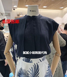 W and J韩国东大门代购无袖纯色T恤背心衬衫