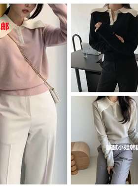 2025冬季韩国东大门properr减龄撞色毛衣102409