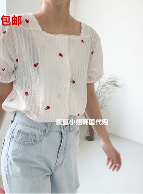 2026春夏韩国东大门代购asome小方领刺绣衬衫5315