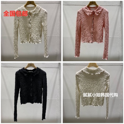 BPLAN-P韩国东大门代购2026春季女装新款纯色系扣褶皱显瘦翻领T恤