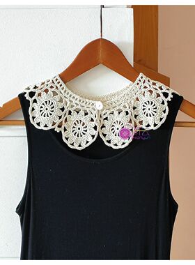 米色休闲假领子 森系手工复古钩花领 纯棉装饰领