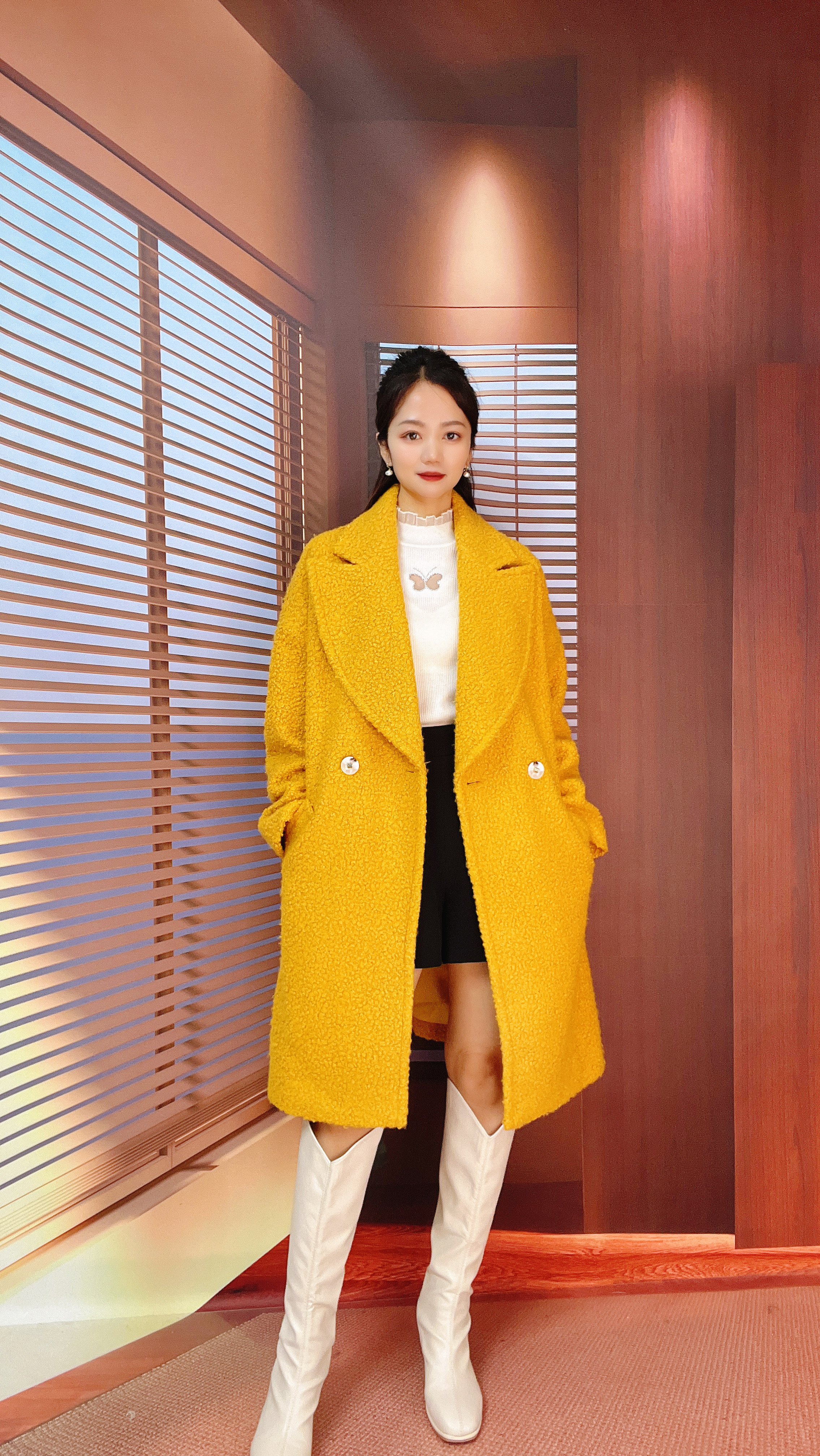 清仓 FW系列 冬款 时尚大翻领宽松版毛圈尼外套大衣 S038