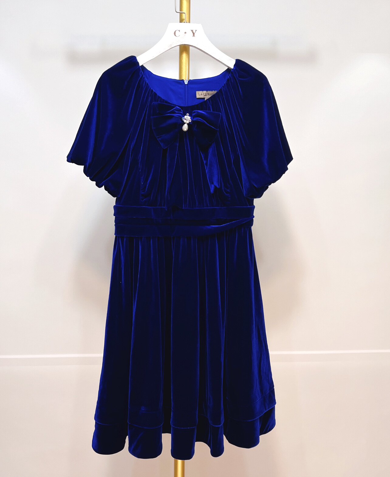 特价 兰蔻系列 秋冬款 时尚百搭 丝绒圆领 气质连衣裙 m830