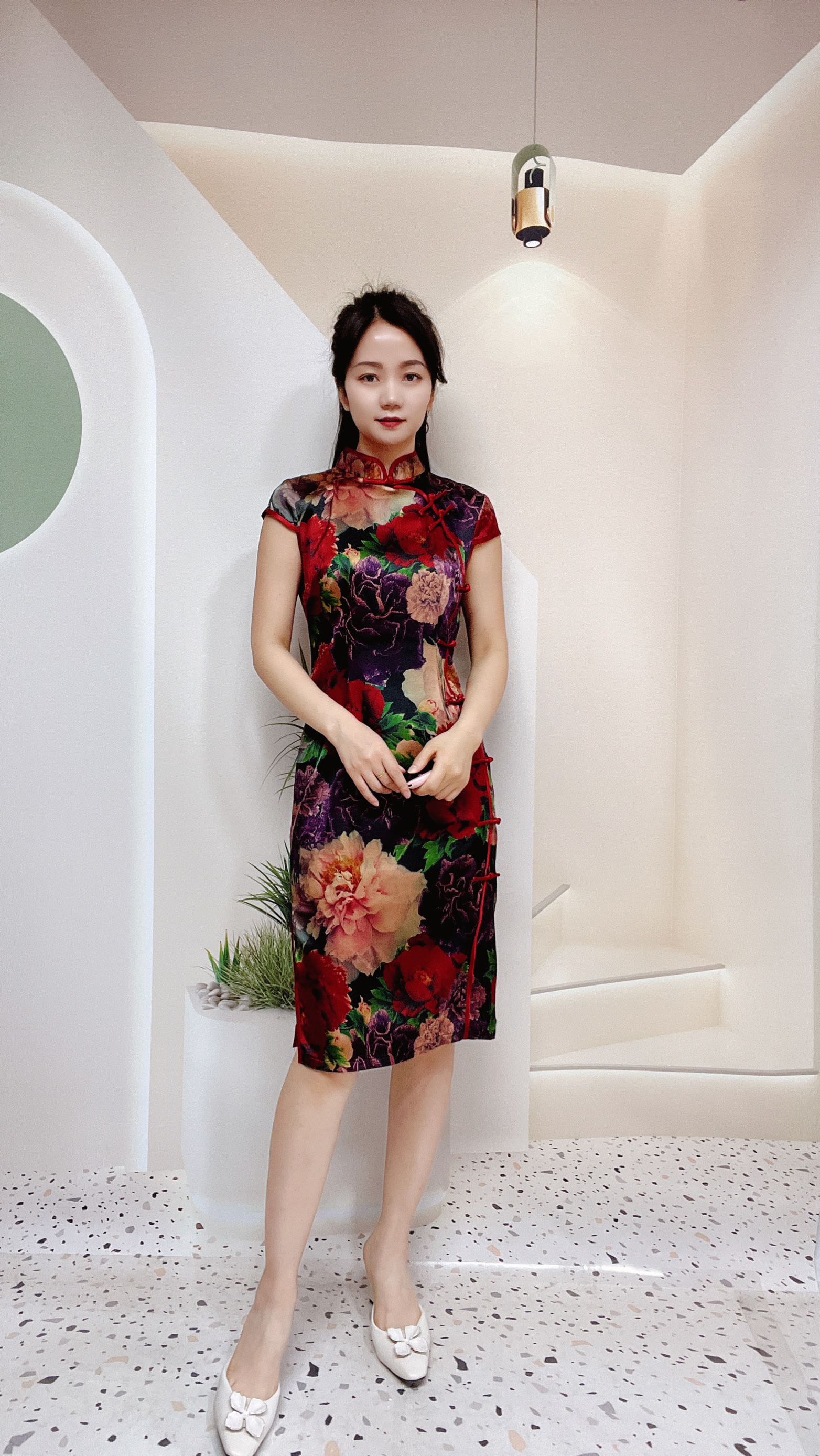 断码清仓 时尚优雅 桑蚕丝 真丝 中国风旗袍微弹连衣裙 旗袍612