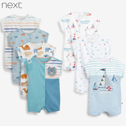 next夏季纯棉开襟短袖哈衣薄款