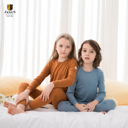 挪威Janus羊毛儿童贴身保暖内衣男女宝宝秋衣秋裤打底衫加厚耐磨