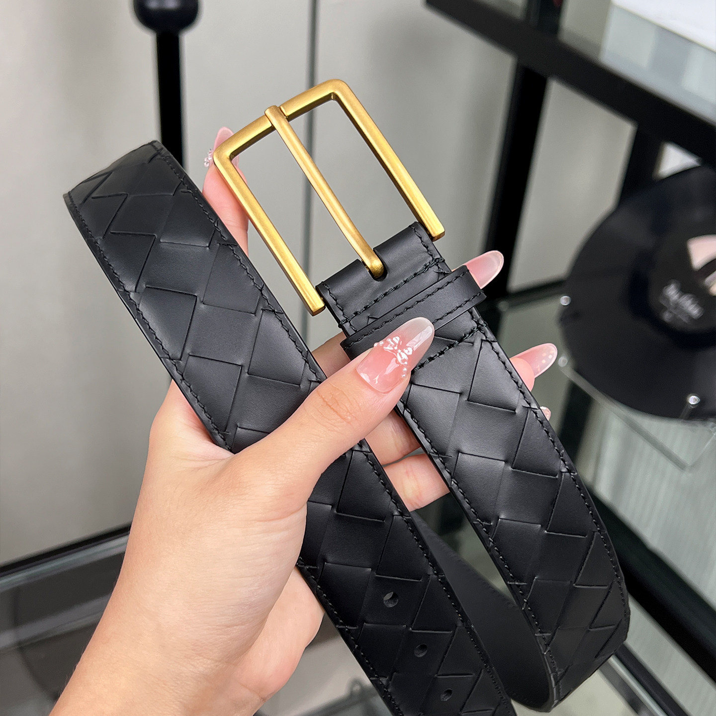 轻奢真皮男士手工编织针扣腰带