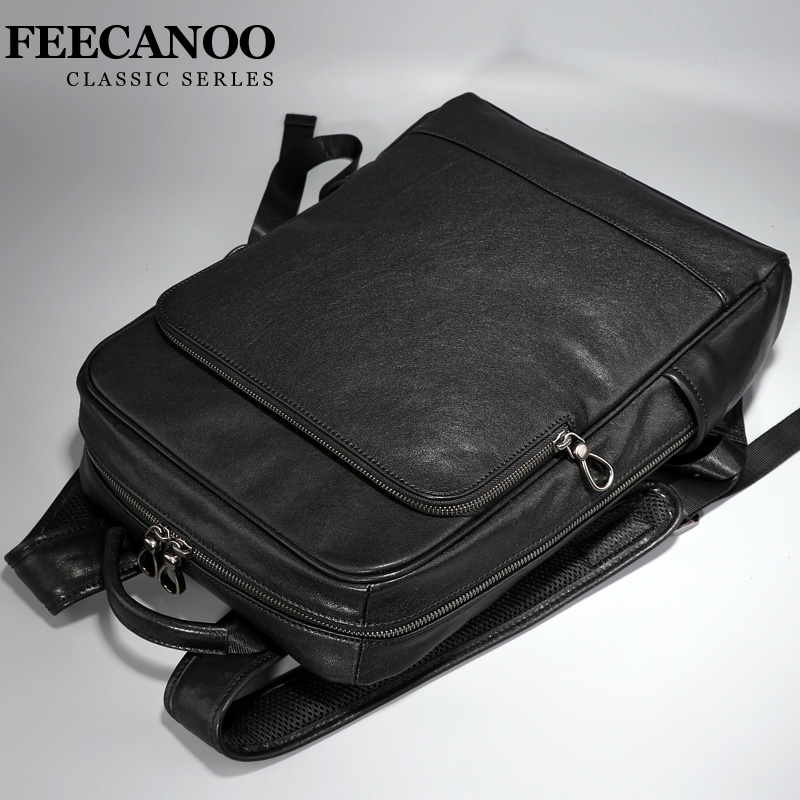 头层牛皮休闲双肩包INS风书包