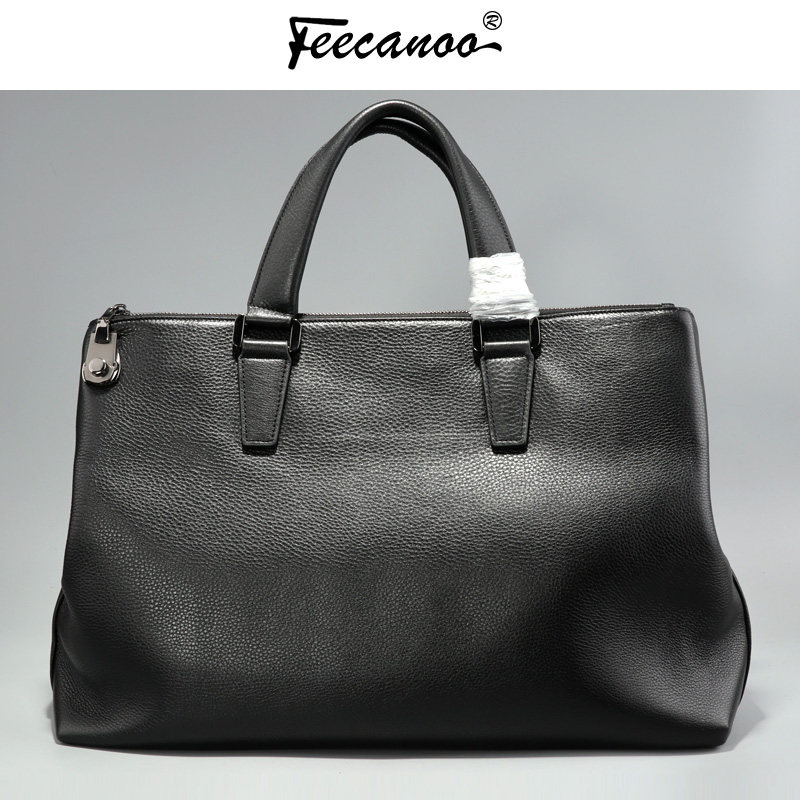 韩版潮流男士手提包 真皮公文包大容量短途出差商务包 单肩斜挎包