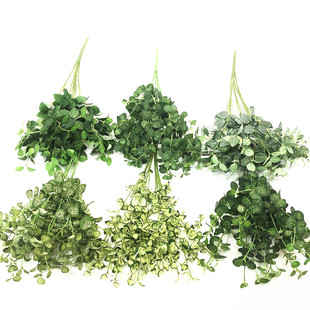 仿真把束植物迷你多叉金钱叶网纹花芋绿植婚礼插花家居摆放小叶子