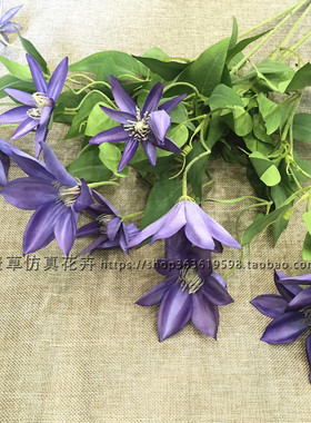 清新仿真铁线莲花客厅配饰软装