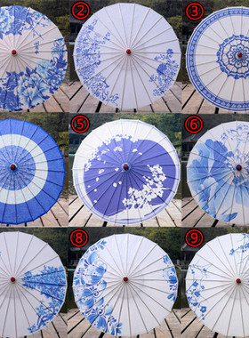 包邮中国风儿童古典走秀防晒旗袍汉服油纸伞古装中国风古典绸布