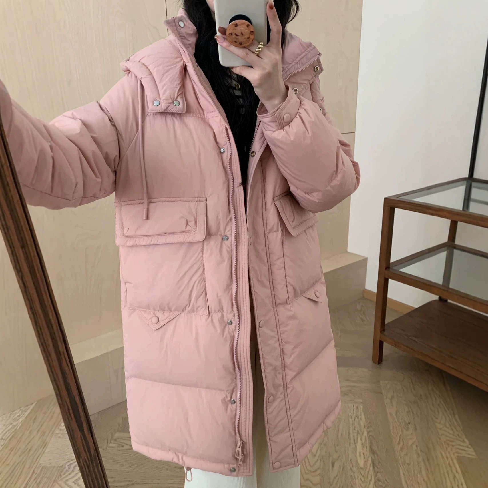 羽绒服女中长款2026冬季新款连帽加厚保暖韩版时尚宽松鸭绒外套潮