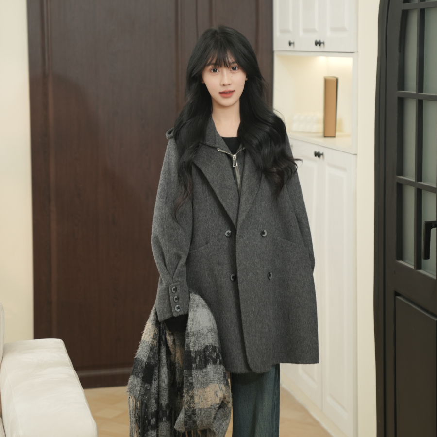 韩系羊毛大衣秋冬宽松新款