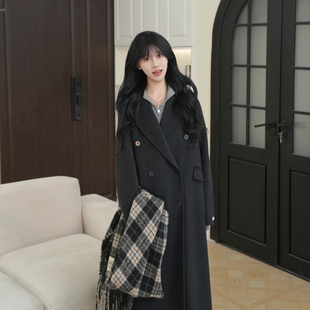 【伊迪卡】26春秋冬双面羊毛大衣通勤显瘦戗驳领正肩长款毛呢外套