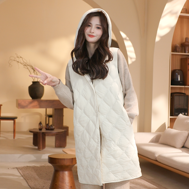 【新年战袍】2024新款连帽羽绒马甲时尚百搭中长款宽松小个子气质,运动服/休闲服装,羽绒马甲,淘宝优惠券,粉丝福利购,淘宝优惠卷