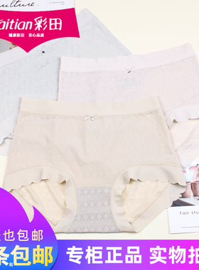 三条包邮彩田性感透气蕾丝网女内裤16236无痕波浪边高腰短裤16237